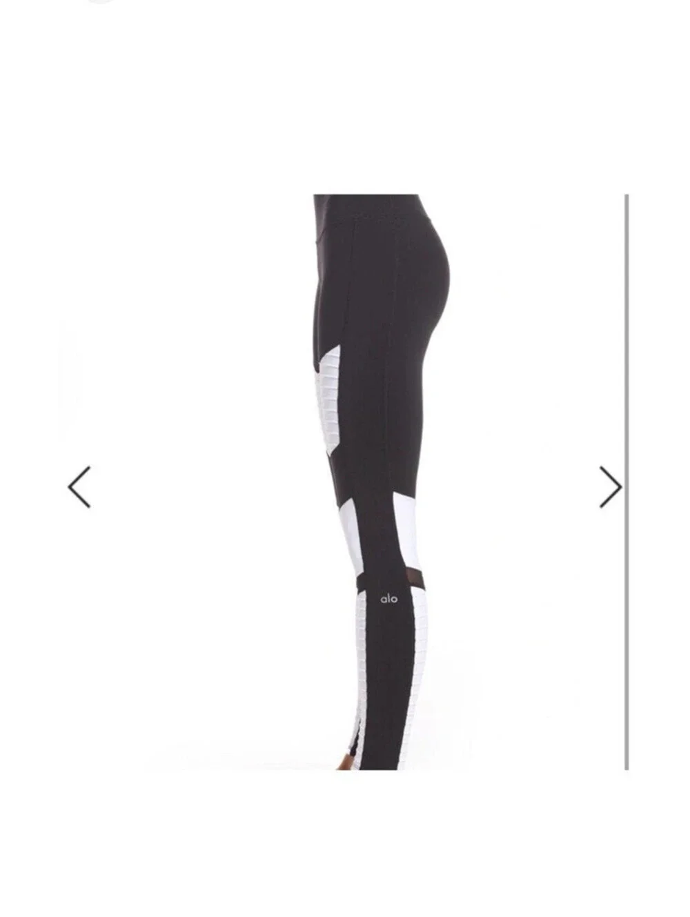ALO Women's Yoga High Waist Moto Black with White  Legging Women's Small